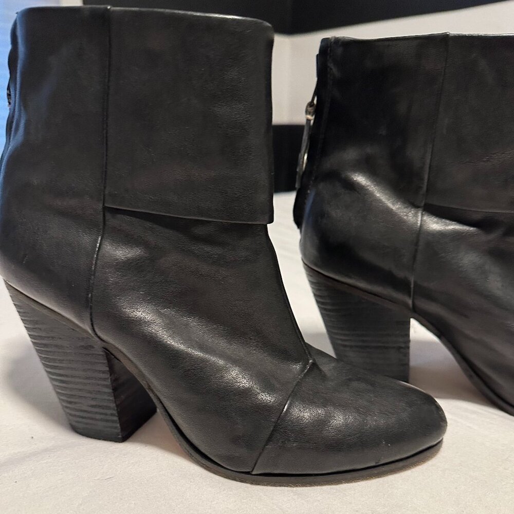 Rag and Bone Newbury Black Ankle Booties Boots Leather Size 38 (8)